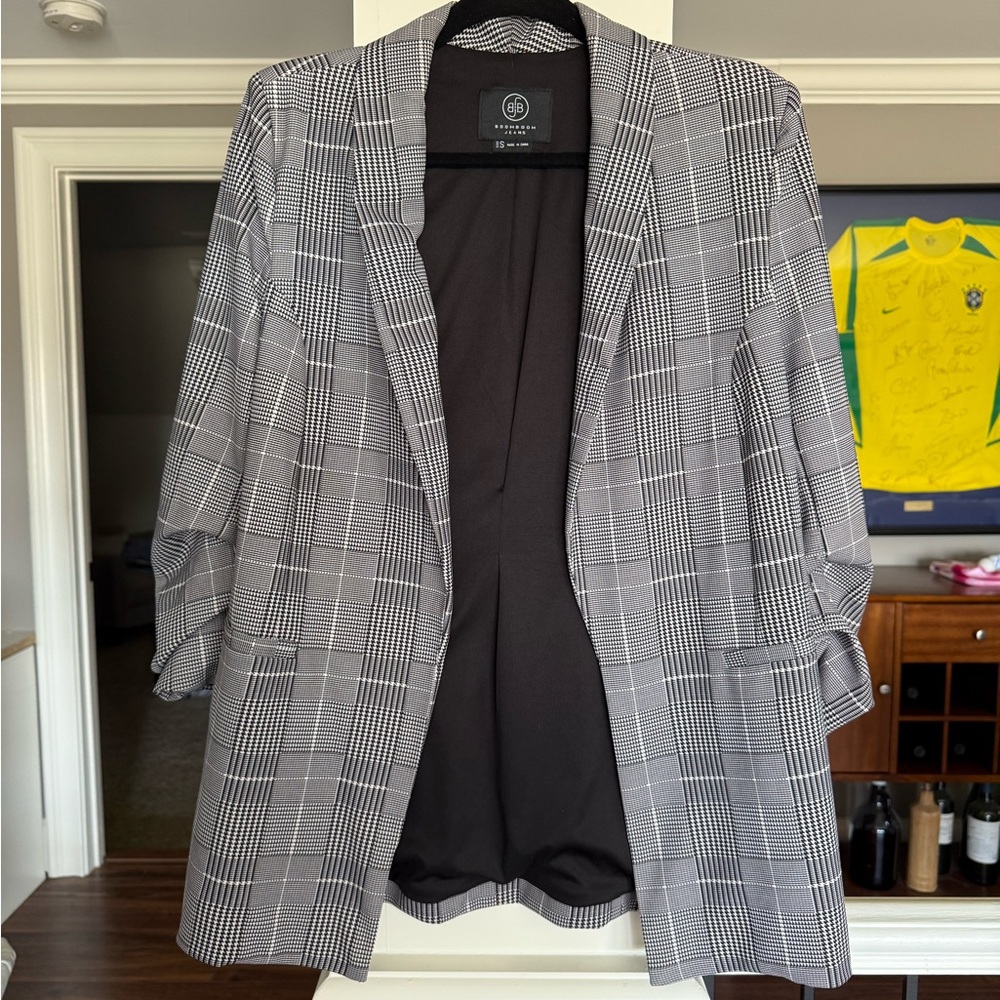Boom Boom Jeans Black and White Checkered Blazer